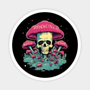 Psychedelics Good Stuff Mushroom Skull Magnet